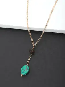 Carlton London Turquoise Blue & Brown Gold-Plated Beaded Necklace