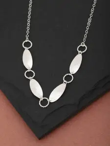 Carlton London Silver-Tone Rhodium-Plated Textured Necklace