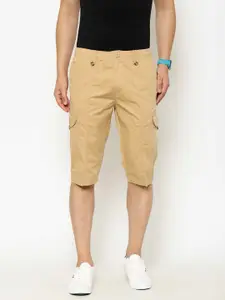 SAPPER Men Beige Solid Regular Fit Cargo Shorts