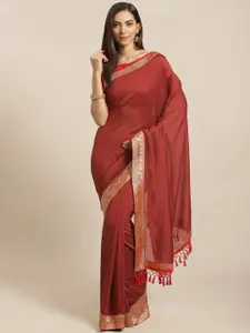 Saree mall Maroon Solid Saree