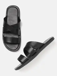 Roadster Men Black Solid Comfort Sandals