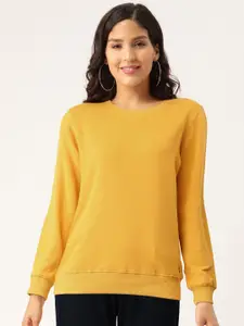 Madame Madame Women Mustard Yellow Solid Sweatshirt