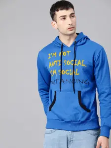 zebu Men Blue Printed Pullover Sweater