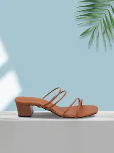 ERIDANI Women Brown Solid Sandals