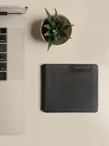 Hidesign Men Black Textured Two Fold Wallet