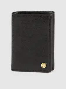Hidesign Men Black Solid Leather Three Fold Wallet