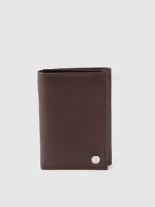 Hidesign Men Brown Leather Textured Three Fold Wallet