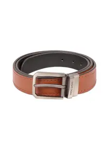 Hidesign Men Tan Brown & Black Solid Reversible Leather Belt
