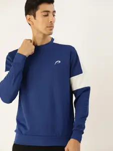 Proline Active Men Blue Solid Pullover Sweatshirt With Colourblock Sleeves