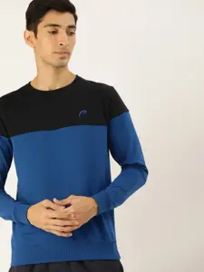 Proline Active Men Blue & Black Colourblocked Pullover Sweatshirt