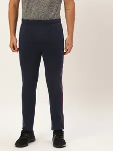 Proline Active Proline Active Men Navy Blue Solid Straight Fit Track Pants with Side Stripe Detail