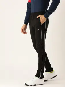 Proline Active Men Black Solid Track Pants With Side Stripes