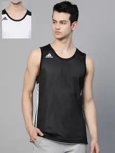 ADIDAS Originals Men Black & White 3G Spee Reversible Solid Basketball T-shirt