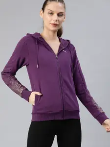 Puma Women Purple Holiday Pack Full Zip Hooded Training Sweatshirt