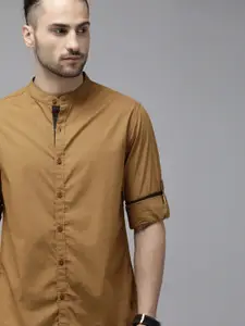 Roadster Men Khaki Regular Fit Solid Sustainable Casual Shirt