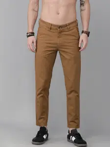 Roadster Men Brown Regular Fit Solid Regular Trousers