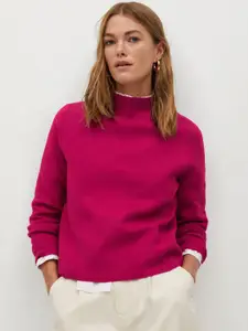 MANGO Women Pink Solid Pullover Sweater