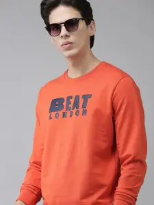 BEAT LONDON by PEPE JEANS Men Orange Brand Logo Printed Sweatshirt