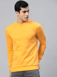 UnderJeans by Spykar Men Mustard Yellow Solid Sweatshirt