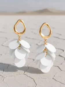 TOKYO TALKIES X rubans FASHION ACCESSORIES Gold-Plated White Circular Drop Earrings