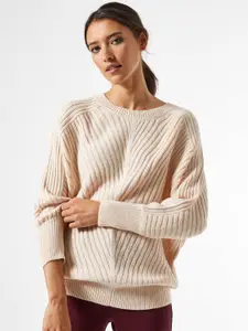 DOROTHY PERKINS Women Beige Self-Striped Pullover