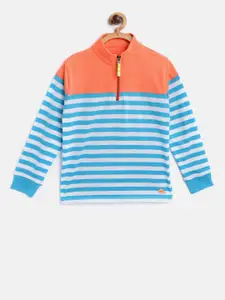 Cherry Crumble Boys and Girls Multicolor Cut & Sew Half-Zip High Neck Sweatshirt
