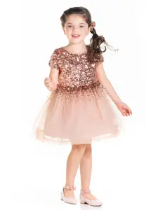 Cherry Crumble Girls Embellished Fit and Flare Dress & Bow Clip
