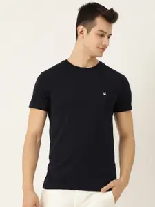 United Colors of Benetton Men Navy Slim Fit Solid Round Neck T-shirt