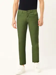 United Colors of Benetton Men Olive Green Slim Fit Solid Chinos
