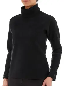 Quechua By Decathlon Women Black Turtle Neck Fleece Sweater