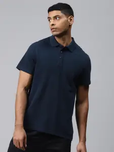 ADIDAS Men Navy Blue Sport Inspired Essential Base Solid Polo Collar T-shirt