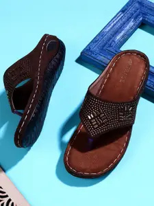 TRASE Women Embellished T-Strap Flats