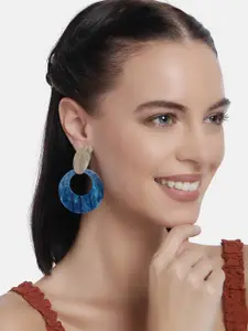 LAIDA Blue Gold-Plated Circular Handcrafted Drop Earrings