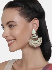 LAIDA Off-White Gold Plated Crescent Shaped Chandbalis