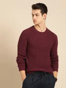 Mr Bowerbird Men Maroon Tailored Fit Solid Pullover