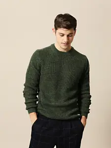 Mr Bowerbird Men Olive Green Solid Pullover Sweater