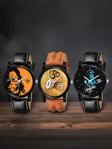 SWADESI STUFF Boys Multicoloured Pack of 3 Analogue Watch SDS 34-35-39