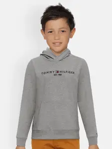 Tommy Hilfiger Tommy Hilfiger Boys Grey Solid Hooded Sweatshirt