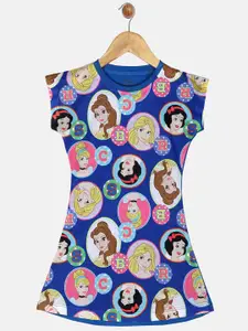 YK Disney Girls Multicoloured Disney Princess Print A-Line Dress