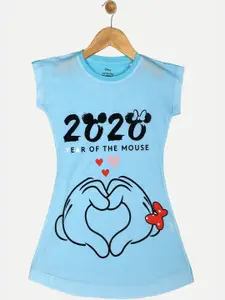 YK Disney Girls Blue Minnie 2020 Print T-shirt Dress
