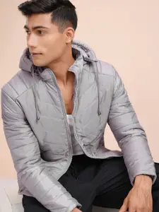 LOCOMOTIVE Men Grey Solid Padded Jacket