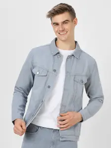 Urbano Fashion Men Solid Regular Fit Washed Full Sleeve Denim Jacket