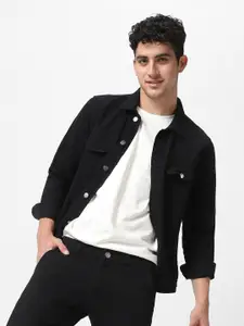 Urbano Fashion Men Solid Regular Fit Washed Full Sleeve Denim Jacket