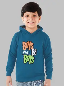 Naughty Ninos Boys Blue Printed Hooded Sweatshirt