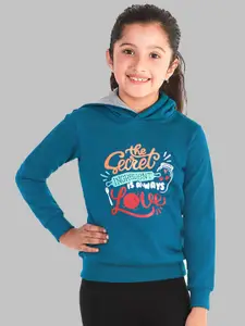 Naughty Ninos Girls Blue Printed Hooded Sweatshirt