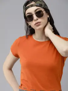 Roadster Orange Blouson Crop Top