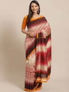 Saree mall Red & Black Printed Bhagalpuri Saree