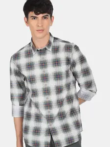 Flying Machine Men Green Regular Fit Checked Casual Shirt