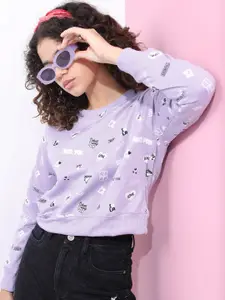 Tokyo Talkies Women Lavender Printed Sweatshirt