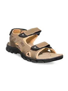 Khadims Men Brown Solid Comfort Sandals